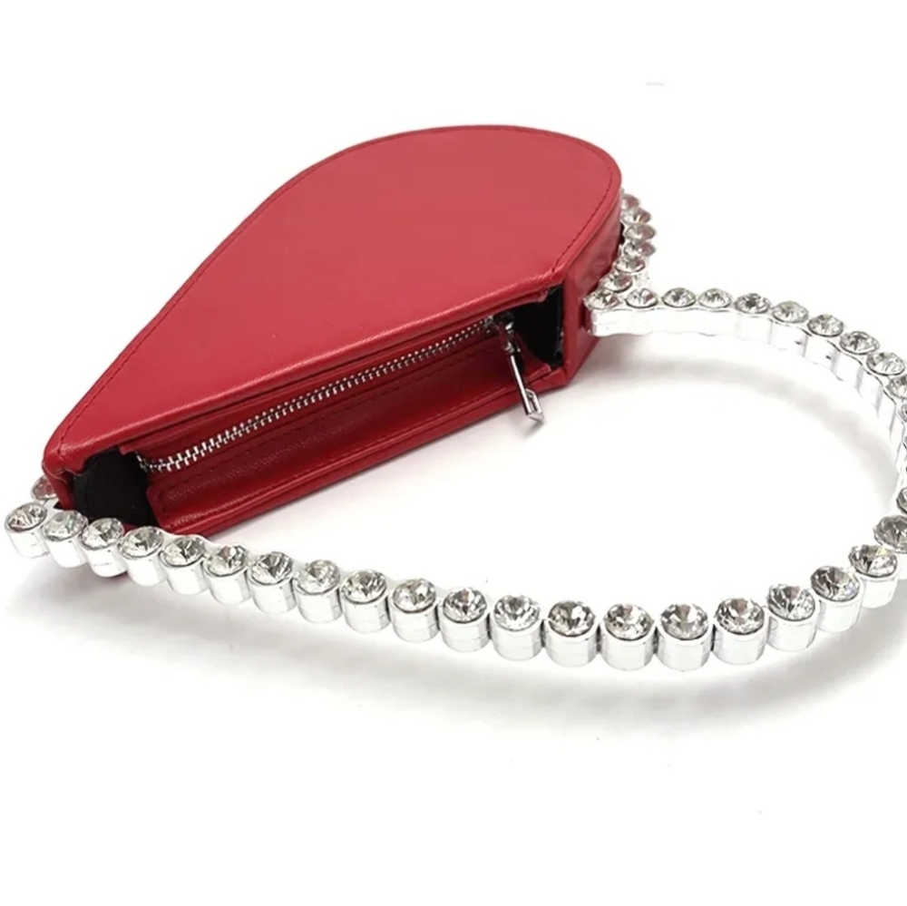 ☄️NEW! Red Diamond Heart Evening Clutch With Reinstones